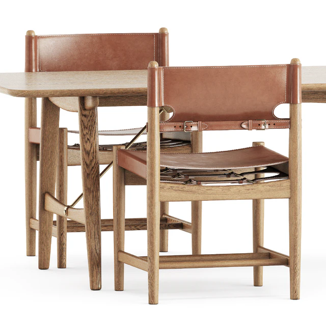 Spanish Dining Chair by Fredericia and BM1160 table by Carl Hansen and Son — Скачать