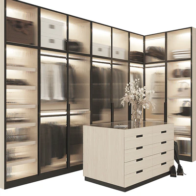 Corner wardrobe with island — Ver 4
