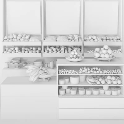 A small showcase in a supermarket with a large selection of fruits and vegetables. Food — Ver 2