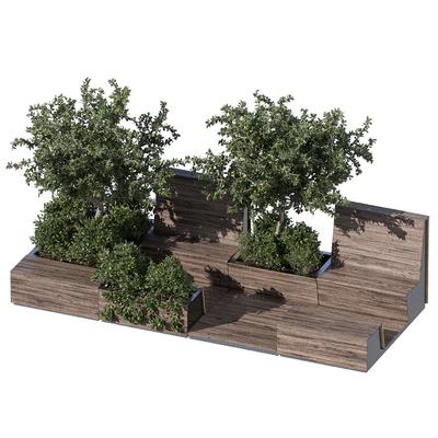 Parklet with bushes and trees - recreation area in the park and urban environment — Ver 5