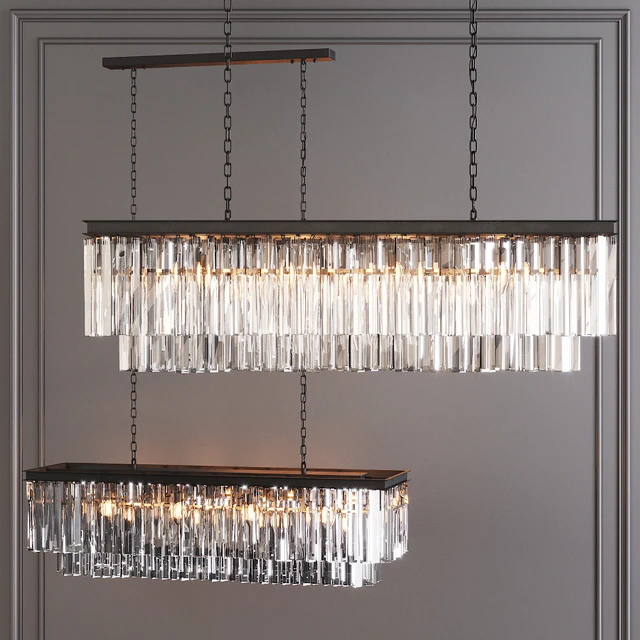 Restoration Hardware 1920S ODEON CLEAR GLASS FRINGE RECTANGULAR CHANDELIER 49 Black — Descargar