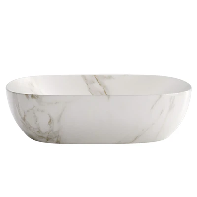 Oval ceramic sink with marble effect, Mabel — View 3