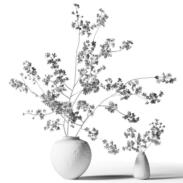 Branch with flowers in a clay vase — Descargar