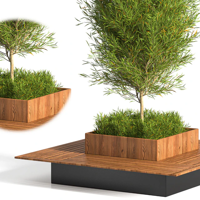 Park Bench Table with tree 01 — Descargar