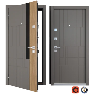Entrance metal door of Grattel (Straj) — View 1