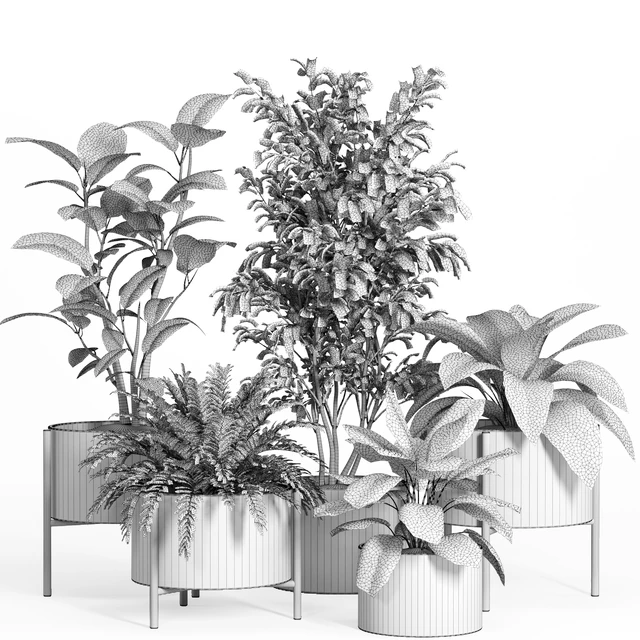 indoor plant set 52-concrete and metal pot — Скачать