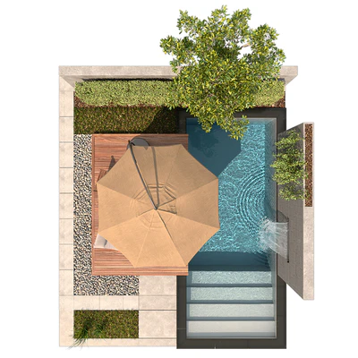 Backyard with Pool & plants & Furniture — Ver 5