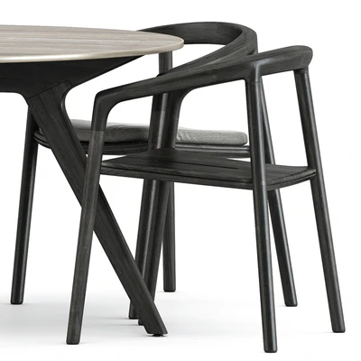Solid armchair and Teak nero table CF 148 by manutti — Ver 4