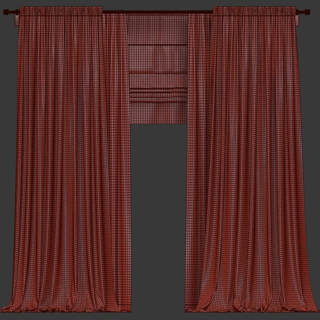 Light brown curtains with Roman and tulle. — Descargar