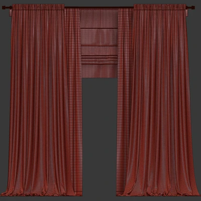 Light brown curtains with Roman and tulle. — Ver 2