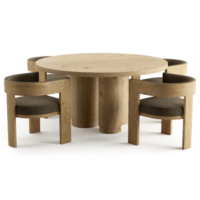 RH OAK TROPEZ ROUND DINING TABLE — Ver 4