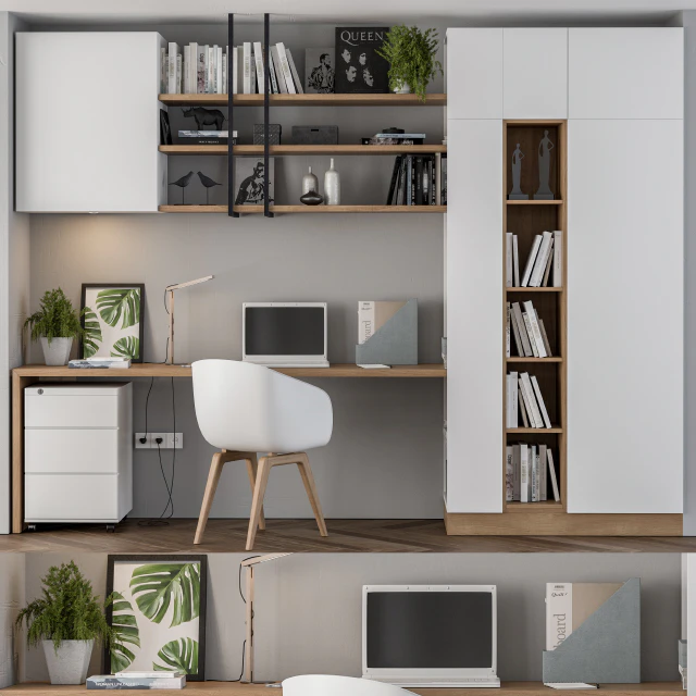 Home office white wood — Descargar