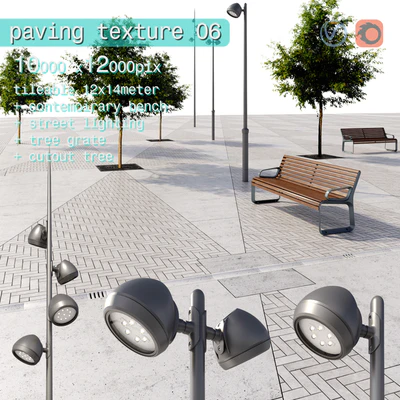 Paving concrete plates mix HR / street furniture 06 — Ver 1