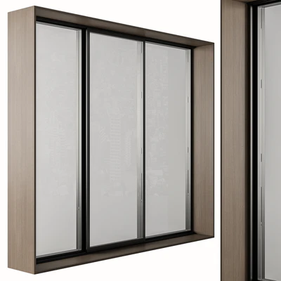Black Modern Window with Wooden Frame - Windows Set 06 — Ver 5