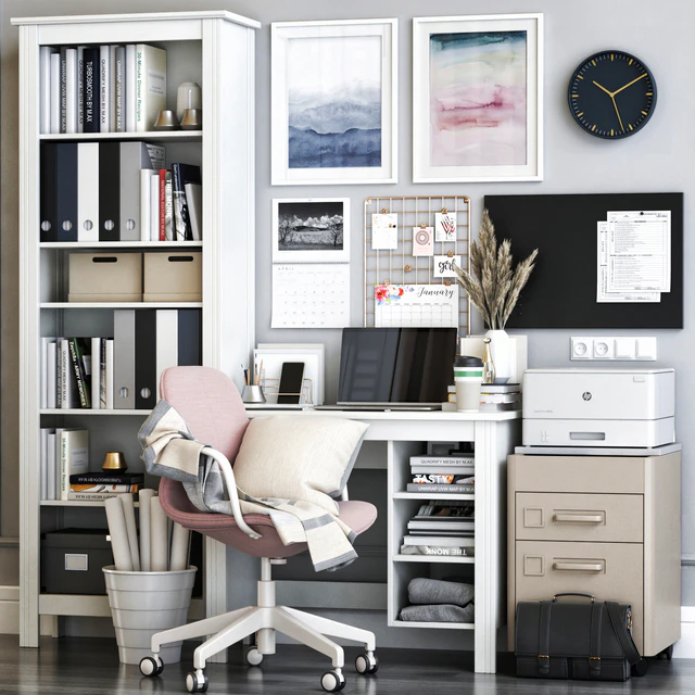 IKEA BRUSALI office workplace with LANGFJALL chair — Descargar