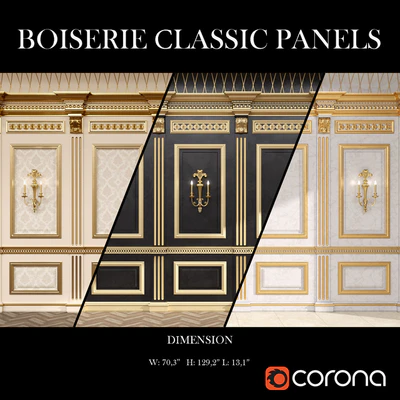 Boiserie classic panels and Decorative Crafts Wood Sconce - 1850 — Ver 1