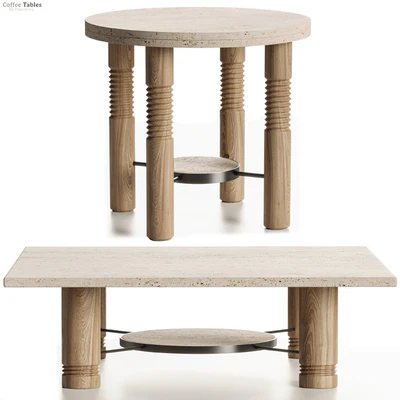 Crate & barrel - Revival Square Coffee Table and Round Side Table Set — Ver 1
