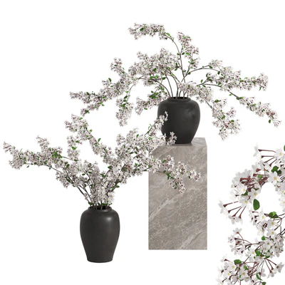 Vases with Branches White Cherry — Ver 1