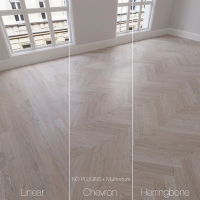 Parquet natural, oak Snow, 3 types. Linear, chevron, herringbone. — download
