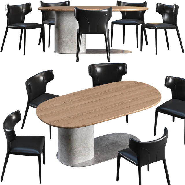 Dining table Natuzzi Ombra and chair Natuzzi Pi Greco — Descargar