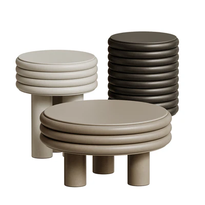 Giobagnara Scala beige low round coffee table — Ver 4