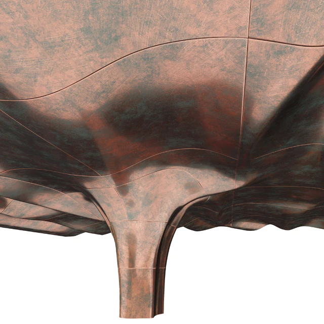 Wavy ceiling with column in three materials — Descargar