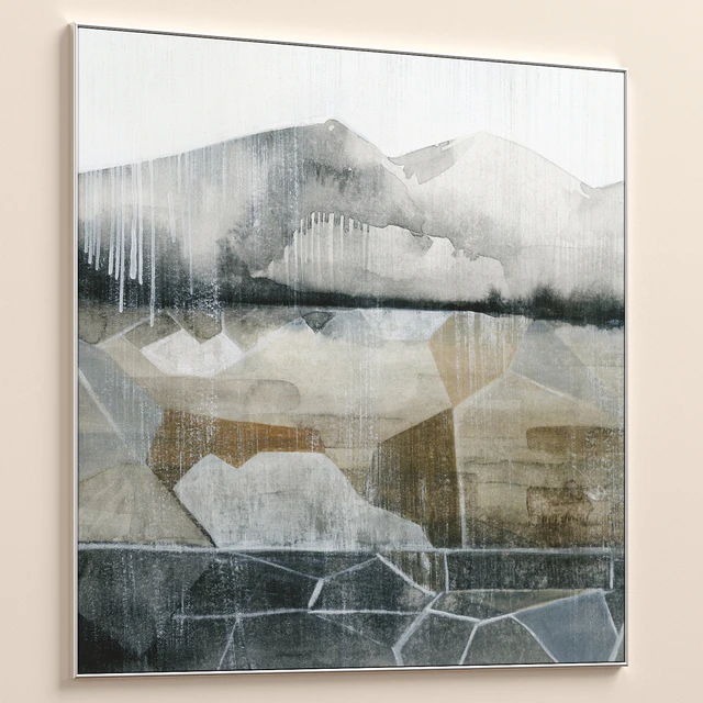 Neutral Mountain Landscape Large Textural Wall Art C-796 — Скачать