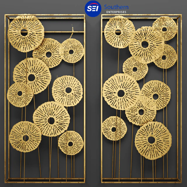 Southern Enterprises Aura Abstract Wall Sculpture, picture, art, wall decor, luxury, gold, metallic, panels, luxury — Descargar