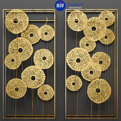 Southern Enterprises Aura Abstract Wall Sculpture, picture, art, wall decor, luxury, gold, metallic, panels, luxury — Ver 1