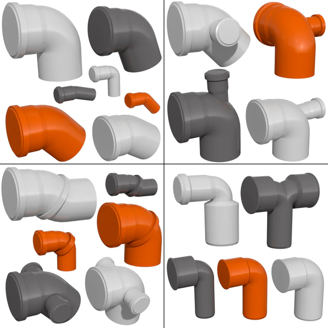 Counstraction designer water supply sewerage  pipes fittings clamps crosspieces couplings — Descargar