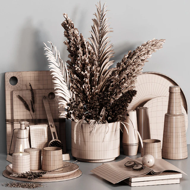 Kitchen accessories 024 with dried plants — Скачать