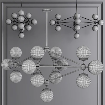 Modo Diamond Chandelier 13 Globes Black and Cream Glass — Ver 2