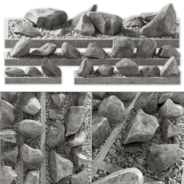 Flowerbed pebble rock decor street — Descargar