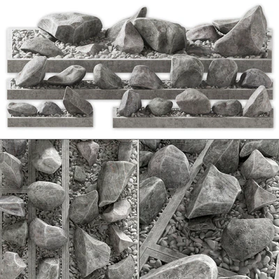Flowerbed pebble rock decor street — Ver 1