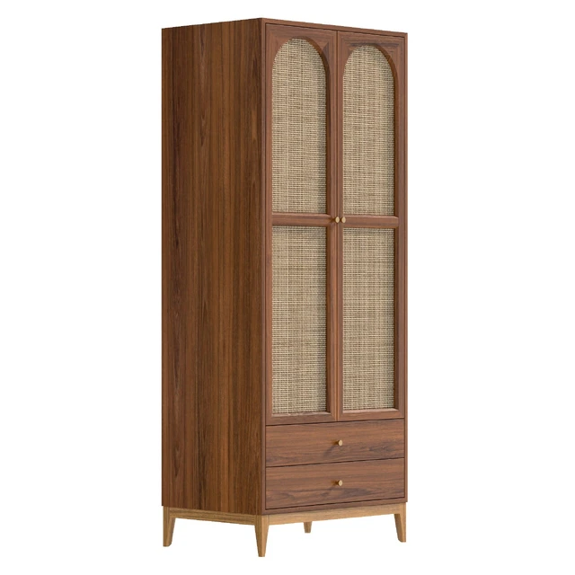 Vintage Cocoa Ash Wood Unfixed Wardrobe Closet — Скачать