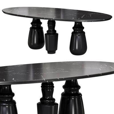 Pietra Oval Xl Nero Marquina Dining Table by Bocadolobo — Ver 1