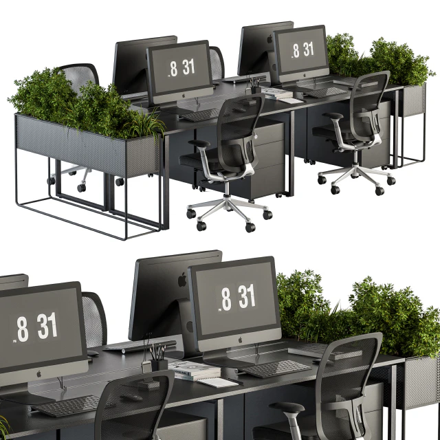 Office Furniture - employee Set - Plants Box Divider 34 — Descargar