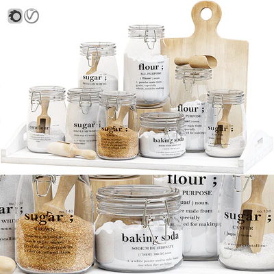 Set of glass jars for the kitchen with sugar and flour — Вид 1