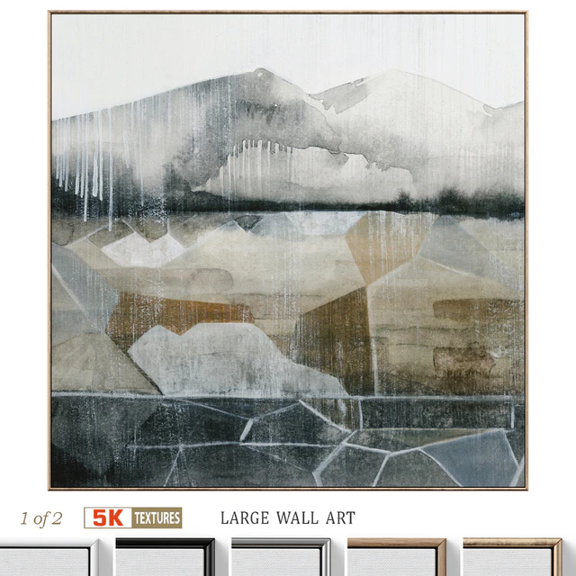 Neutral Mountain Landscape Large Textural Wall Art C-796 — Скачать