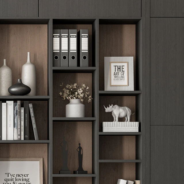 Home Office Desk and Library Gray Set - Office Furniture 286 — Скачать