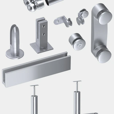 Glass fencing with handrail 4 options — Ver 2
