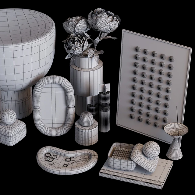 Beige decor set with peony flowers — Descargar