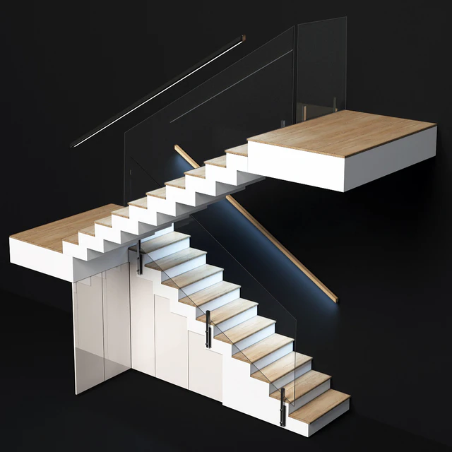 Modern staircase with built-in storage system — Descargar