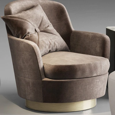 Minotti Jacques Armchair and Pouf — Вид 3