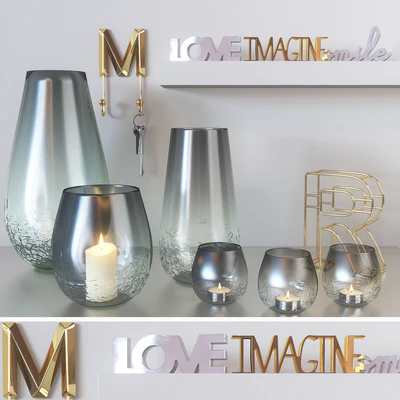 Modern set of candlesticks, candles and decor — Ver 1