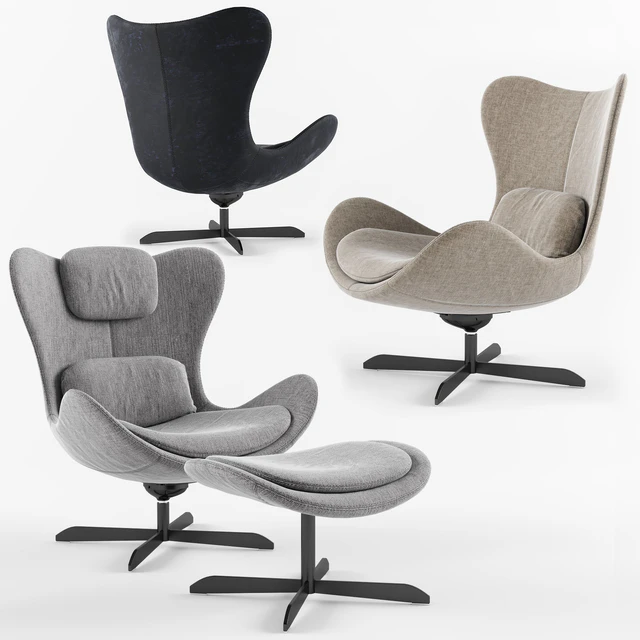 Calligaris LAZY armchair with 4 spoke base — Скачать
