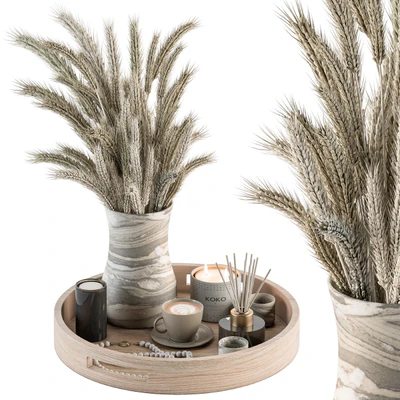 White Decorative Set with Wheat - Set 75 — Вид 1