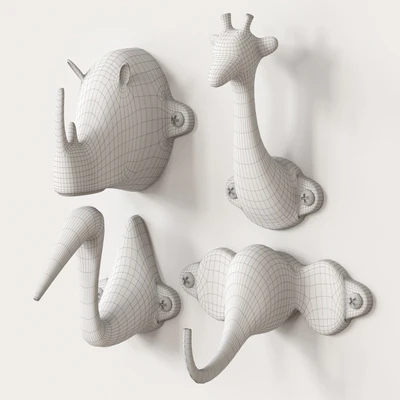 Hooks-safari / elephant, giraffe, rhino, heron — Ver 2