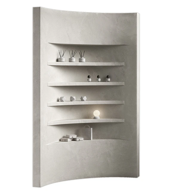 Wavy shelves 3. Rack shelving with decor. Corner wall partitions with niche. — Descargar
