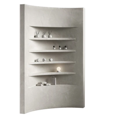 Wavy shelves 3. Rack shelving with decor. Corner wall partitions with niche. — Ver 6